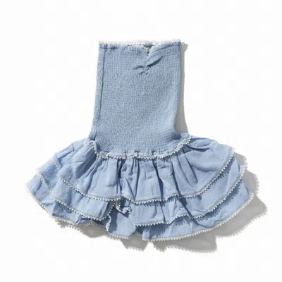Theme Kids' Girls Sage Dot Smocked Ruffle Dress In Blue