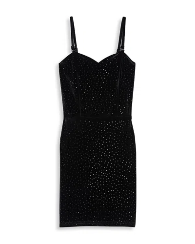 Theme Girls' Serena Stretch Velour Studded Dress - Big Kid In Black/studs