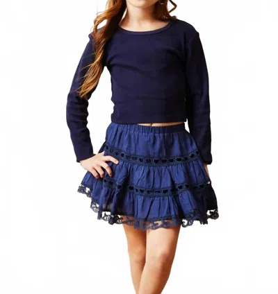 Theme Kids' Girls Sofia Heart Bow Lace Mini Skirt In Navy In Blue