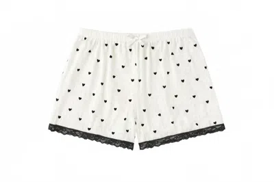 Theme Kids' Girls Teddy Pointelle Shorts In White With Black Hearts