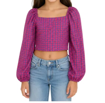 Theme Kids' Girls Tie Houndstooth Top In Pink