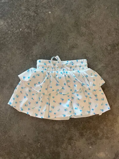 Theme Kids' Girls Willow Ditsy Satin Skort In White With Pastel Blue