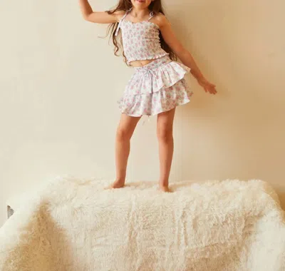 Theme Kids' Girls Willow Romantic Satin Skort In Rose White With Pink