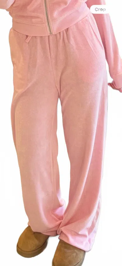 Theme Kids Cherries Terry Wide Leg Pant In Ash Pink