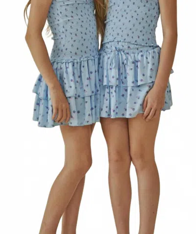 Theme Kids Willow Satin Skort In Pastel Blue Ditsy In Multi