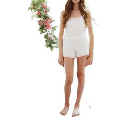 Theme Kids' Lizzie Lace Heart Pointelle Tank Top In White With Pink