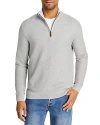 The Men's Store At Bloomingdale's Cotton Tipped Textured Birdseye Half Zip Sweater - 100% Exclusive In Heather Gray