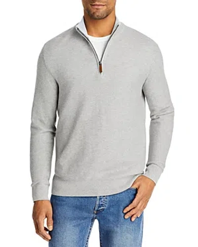 The Men's Store At Bloomingdale's Cotton Tipped Textured Birdseye Half Zip Jumper - 100% Exclusive In Heather Grey