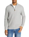 The Men's Store At Bloomingdale's Cotton Tipped Textured Birdseye Half Zip Sweater - 100% Exclusive In Heather Gray/ Oatmeal