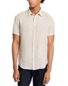 The Men's Store At Bloomingdale's Geometric Pattern Short Sleeve Linen Shirt In Rainy Day