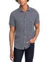 The Men's Store At Bloomingdale's Geometric Pattern Short Sleeve Linen Shirt In True Navy