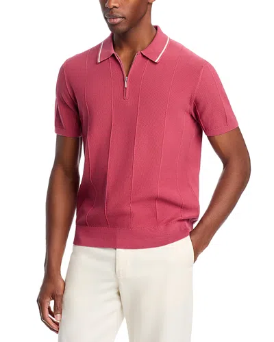 The Men's Store At Bloomingdale's Short Sleeve Zip Polo Shirt - Exclusive In Fire Island/oatmeal