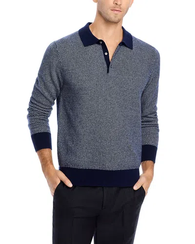 The Men's Store At Bloomingdale's Wool & Cashmere Herringbone Jacquard Polo Sweater In Navy Grey