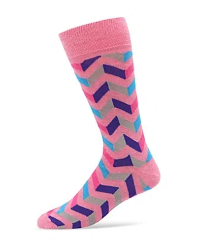 The Men's Store At Bloomingdale's Zig Zag Crew Socks - 100% Exclusive In Pink