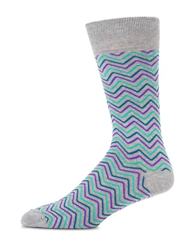 The Men's Store At Bloomingdale's The Men's Store At Bloomingdales Cotton & Nylon Mini Zigzag Socks - Exclusive In Medium Grey
