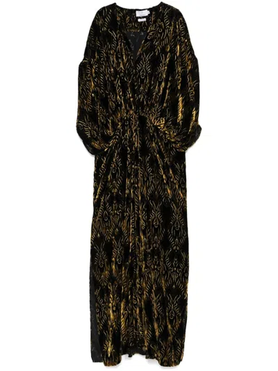 Themis Z Andromeda Devore Gown In Black