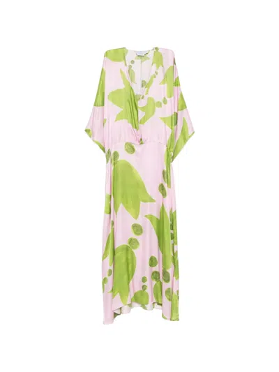 Themis Z Eudora Abstract-print V-neck Maxi Dress In Pink