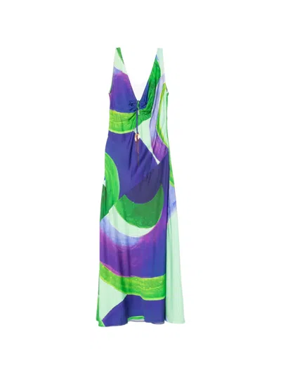 Themis Z Ianthe Abstract-print Ruched-detail Maxi Dress In Multi