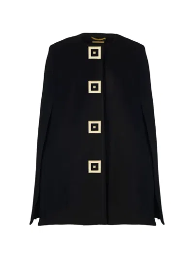 Themis Z Infinity Square Button Cape In Black