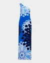 Themis Z Nefeli One-shoulder Silk Maxi Dress In Two Tone Blue On White