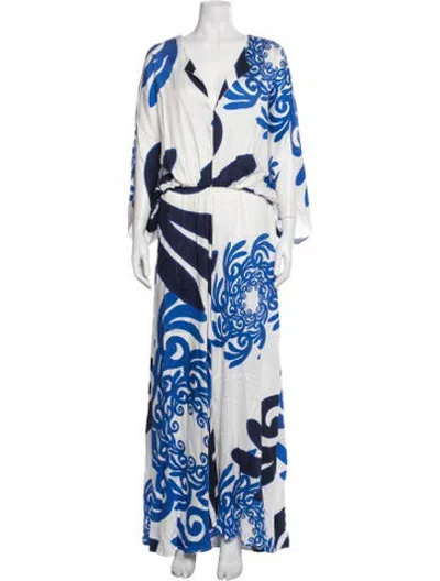 Pre-owned Themis Z Printed Long Dress In Blue