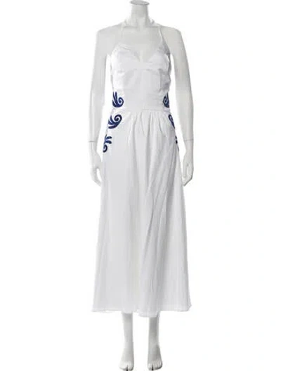 Pre-owned Themis Z Printed Long Dress In White