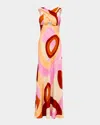 Themis Z Terra Geometric-print Crossover Silk Maxi Dress In Yellow Pink Brown
