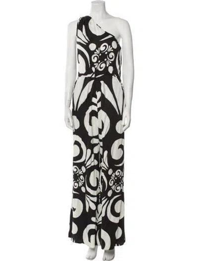 Pre-owned Themis Z Themis.z Printed One-shoulder Jumpsuit In White