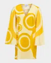 Themis Z Theros Geometric-print Silk Mini Dress In Yellow