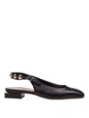 Themoirè Angie L Spike Sling-back In Black Leather In Black
