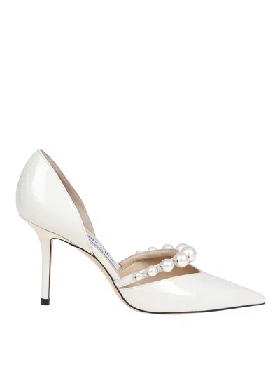 Themoirè Aurelie 85 Patent Leather Pumps In White