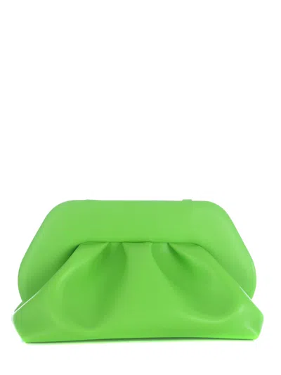 Themoirè Faux Leather Clutch With Magnetic Closure In Green
