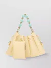 Themoirè Beaded Handle Pleated Design Bag