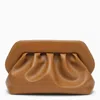 THEMOIRÈ BEIGE CARAMEL-COLOURED MEDIUM CLUTCH WITH MAGNETIC CLOSURE, RUFFLES, AND REMOVABLE STRAP