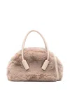 Themoirè Selene Faux Fur Top Handle Bag In Beige