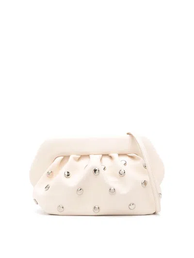 Themoirè Bios Beads Clutch Bag In Beige