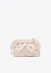 Themoirè Bios Faux Leather Studded Clutch In Eggshell