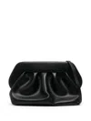 Themoirè Gathered Pleated Rectangular Clutch Bag In Black