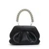 Themoirè Black Chain Handle Clutch In Black