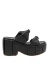 Themoirè Padded Wedge Platform Sandals With Two Bands In Black