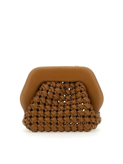 Themoirè Gea Knots Clutch In Beige