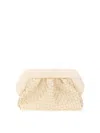 Themoirè Handbag With Adaptable Strap And Woven Texture In Neutral
