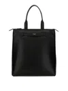 Themoirè Leather Shopping Bag In Black