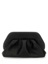 Themoirè Pleated Rectangular Shoulder Bag With Detachable Strap In Black