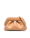 Themoirè Handle Pleated Engraved Clutch Bag In Neutral