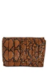 Themoirè Snakeskin-effect Clutch Bag In Cappuccino