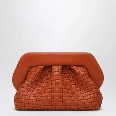 Themoirè Burnt Orange Clutch In Woven Eco Leather