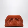 Themoirè Burnt Orange Clutch Tia In Woven Eco Leather In Orange
