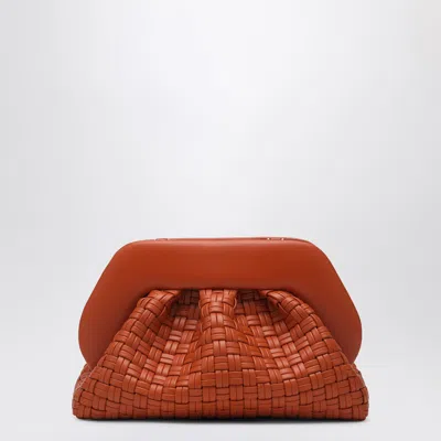 Themoirè Burnt Orange Clutch Tia In Woven Eco Leather