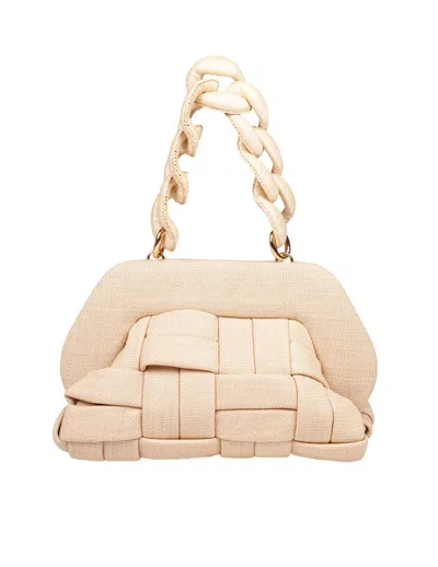 Themoirè Canvas Clutch Bag Shell Color In White